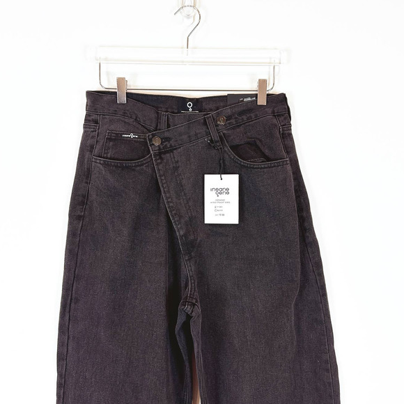 Insane Genes Crossover Criss Cross Straight Leg Black Jeans Women's Size 13/30 - Picture 5 of 9